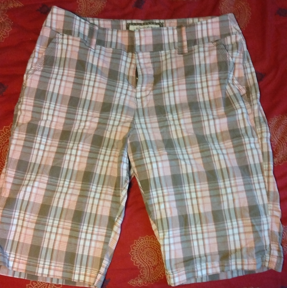 Women's Sanoma green and pink plaid shorts